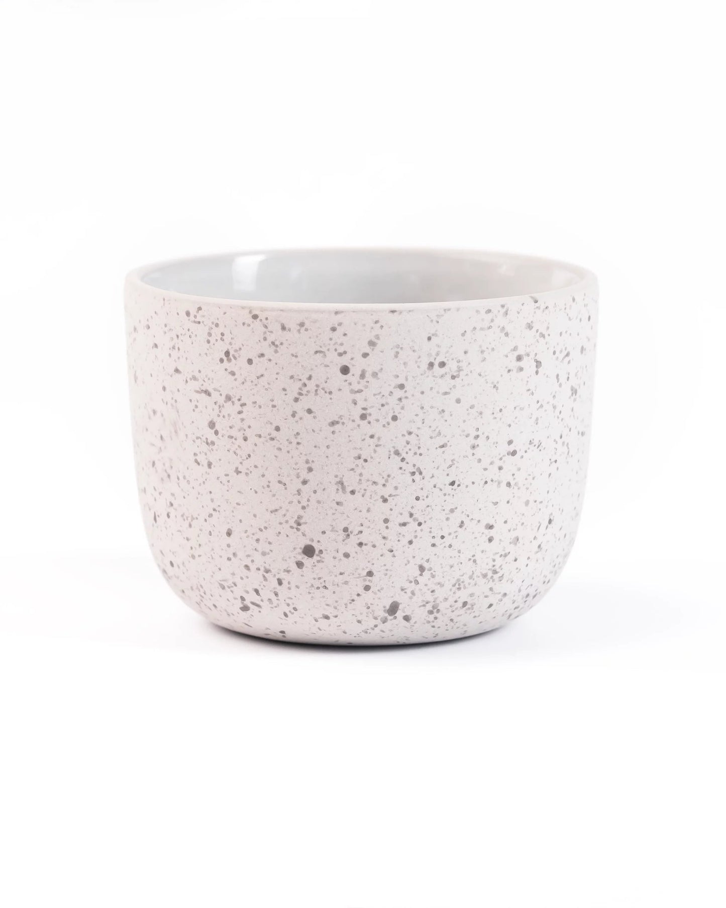 Matt porcelain latte cup 250ml speckled from Barista-Essentials, white and grey