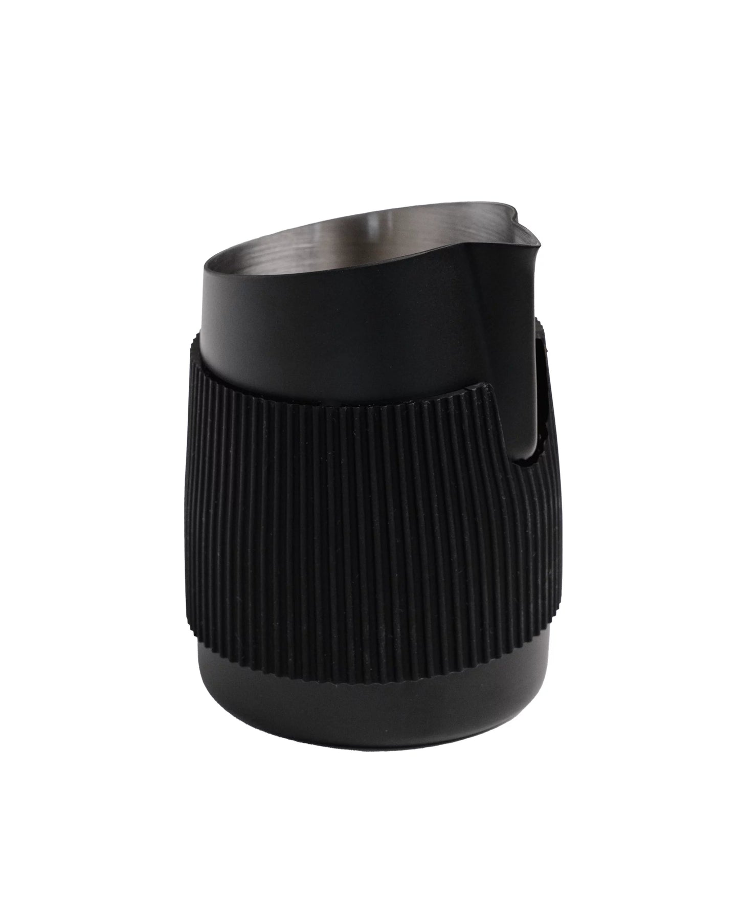 Milk frother jug without handle, stainless steel in black