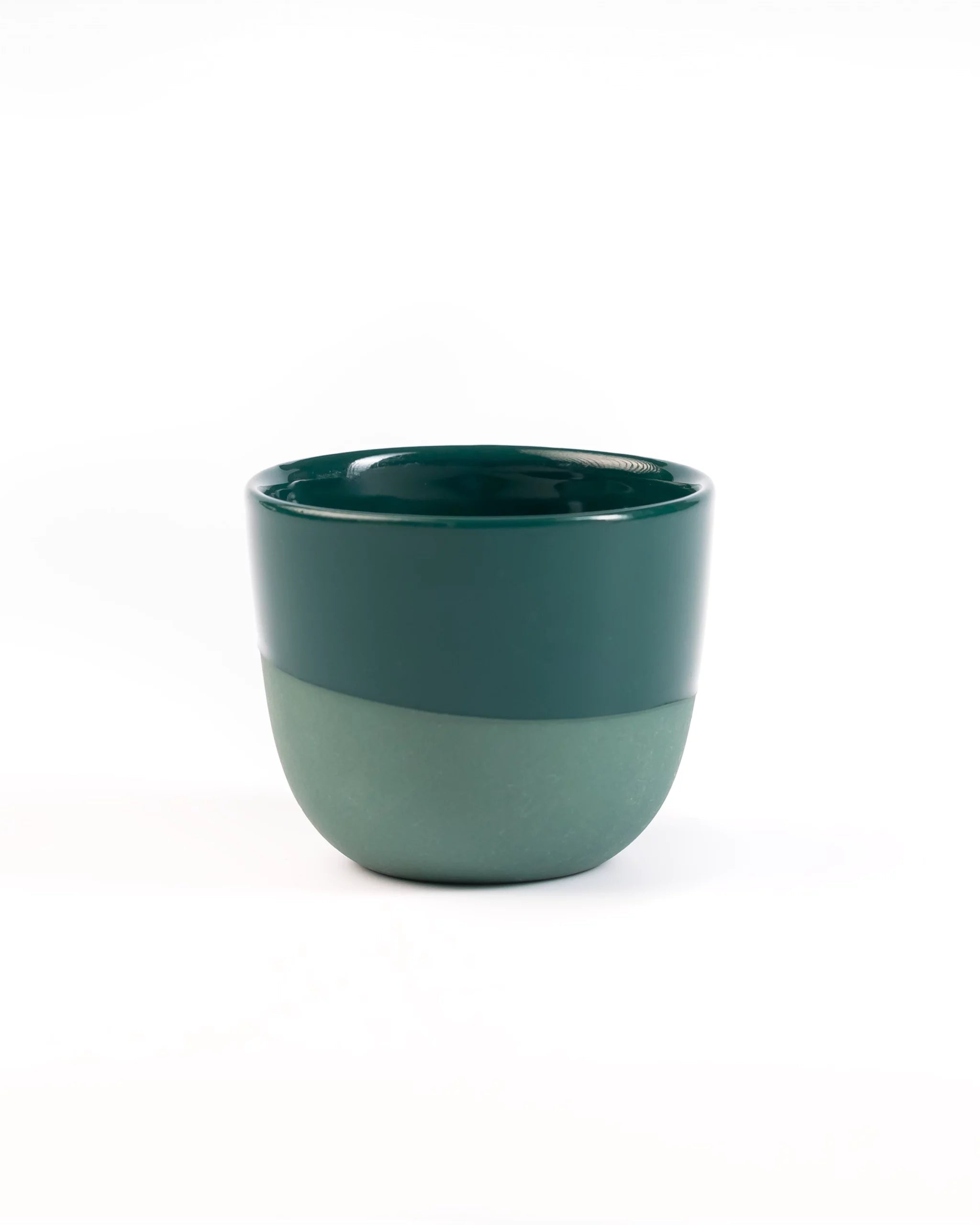 Espresso cup from Barista Essentials in blue-green colour, made of porcelain, on a white background