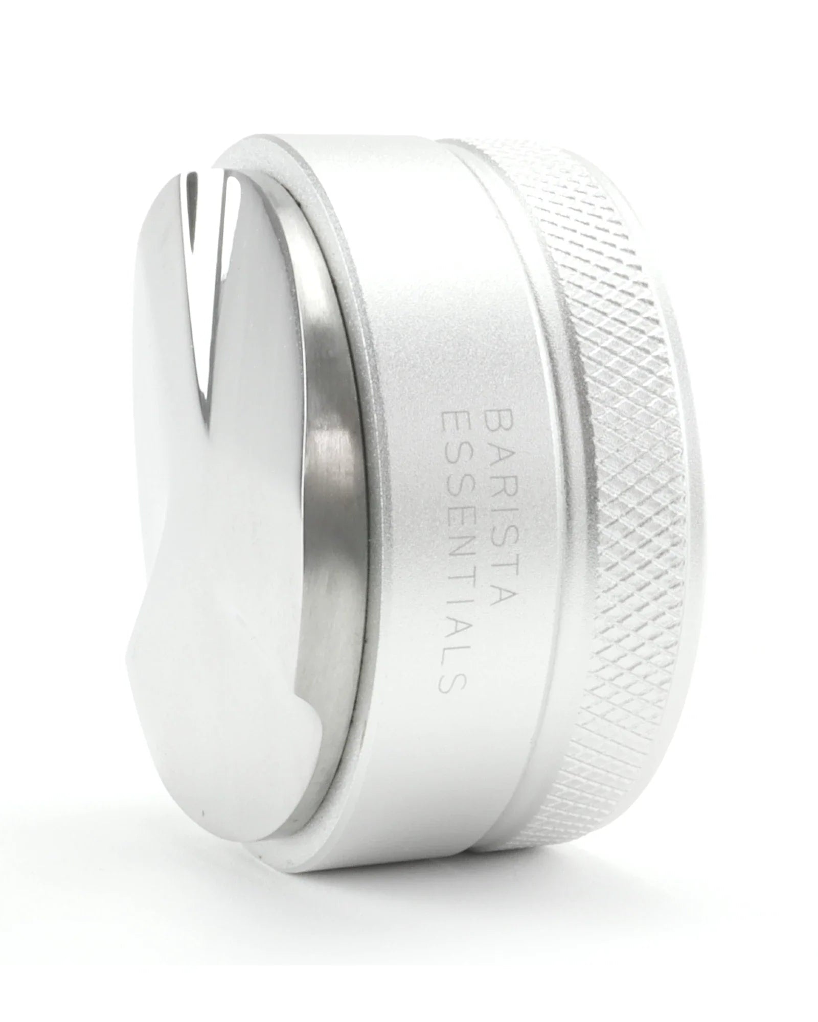 Barista Essentials coffee distributor in black with stainless steel distribution surfaces