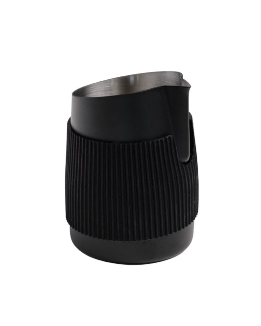 Milk frother jug without handle, stainless steel in black