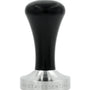Barista coffee tamper with stainless steel tamping surface and handle made of wood, plastic or solid stainless steel