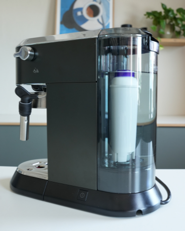 Delonghi water filter in the water tank of a Delonghi Dedica