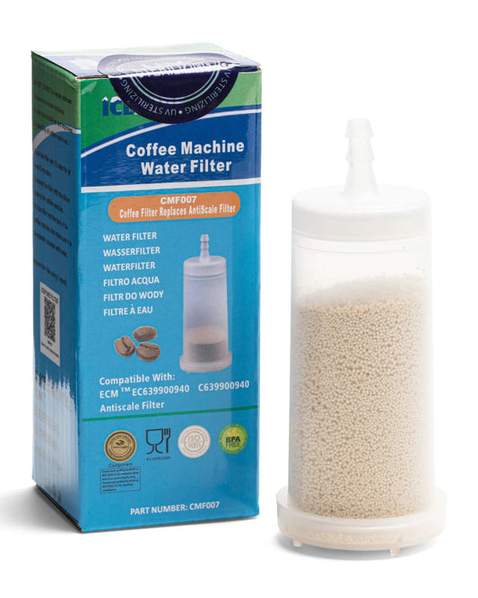 Water filter for espresso machines with water hose
